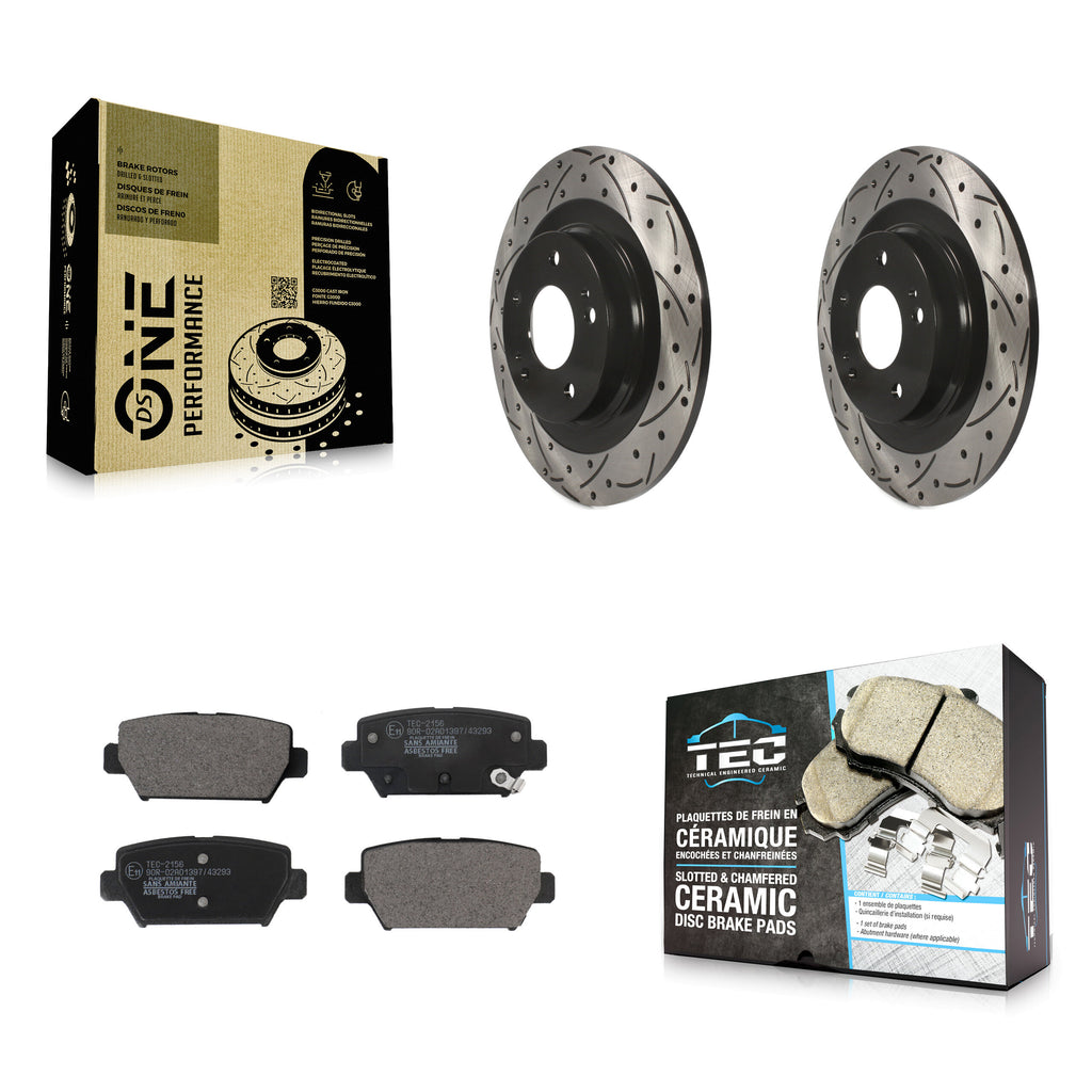 Rear Drilled Slot Disc Brake Rotors Ceramic Pad Kit For Mitsubishi Eclipse Cross