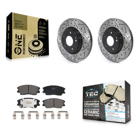 Front Drill Slot Brake Rotor Ceramic Pad Kit For Kia Soul 1.6L with Turbocharged