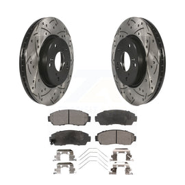 Front Coated Drilled Slotted Disc Brake Rotor And Ceramic Pad Kit For Honda CR-V
