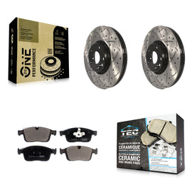 Front Coated Drilled Slotted Disc Brake Rotor And Ceramic Pad Kit For Volvo XC60