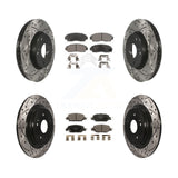 Front Rear Coated Drilled Slot Disc Brake Rotor & Ceramic Pad Kit For Honda CR-V