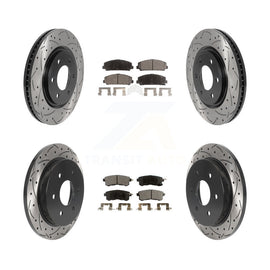 Front Rear Coated Drill Slot Disc Brake Rotors Ceramic Pad Kit For Nissan Armada