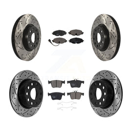 Front Rear Coat Drill Slot Disc Brake Rotors Ceramic Pad Kit For Volkswagen Taos