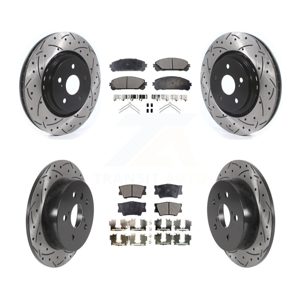 [Front+Rear] 2022 Toyota Camry TRD Performance Drilled & Slotted Brake Rotor & Ceramic Pads Kit For Max Braking