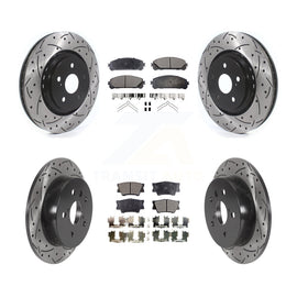 [Front+Rear] 2022 Toyota Camry TRD Performance Drilled & Slotted Brake Rotor & Ceramic Pads Kit For Max Braking