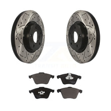 Load image into Gallery viewer, Front Coated Drilled Slotted Disc Brake Rotors And Ceramic Pad Kit For Volvo S40