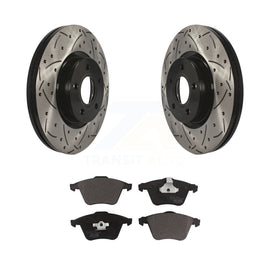 Front Coated Drilled Slotted Disc Brake Rotors And Ceramic Pad Kit For Volvo S40