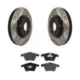 Front Coated Drilled Slotted Disc Brake Rotors And Ceramic Pad Kit For Volvo S40