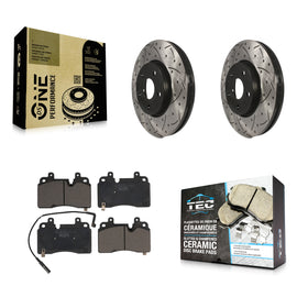 Front Drill Slot Brake Rotors Ceramic Pad Kit For 20 Chevrolet Corvette Stingray