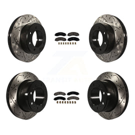 Front Rear Coated Drilled Slotted Disc Brake Rotors Ceramic Pad Kit For Ram 3500
