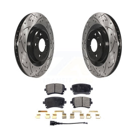 Rear Coated Drilled Slotted Disc Brake Rotors And Ceramic Pad Kit For Audi S4 S5