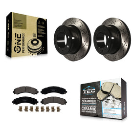 Rear Drilled Slot Brake Rotor Ceramic Pad Kit For Ram 3500 With Dual Wheels