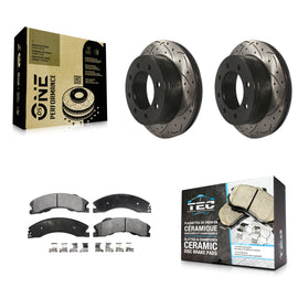 Rear Coat Drill Slot Disc Brake Rotor Ceramic Pad Kit For Chevrolet Express 4500