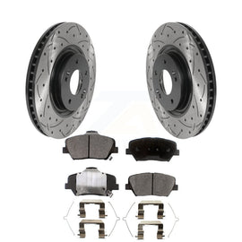 [Front] 2019-2022 Hyundai Nexo Performance Drilled & Slotted Brake Rotor & Ceramic Pads Kit For Max Braking