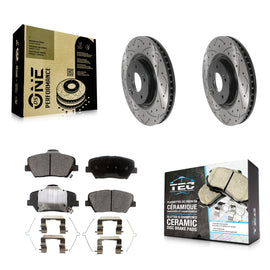 [Front] 2019-2022 Hyundai Nexo Performance Drilled & Slotted Brake Rotor & Ceramic Pads Kit For Max Braking