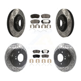 Front Rear Coated Drill Slot Disc Brake Rotor Ceramic Pad Kit For Hyundai Sonata