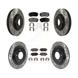 Front Rear Coat Drill Slot Disc Brake Rotor Ceramic Pad Kit For 2019 Kia Soul EV