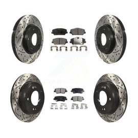 [Front+Rear] 2018 Kia Forte SX Performance Drilled & Slotted Brake Rotor & Ceramic Pads Kit For Max Braking