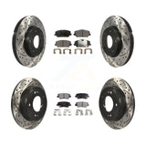 [Front+Rear] 2018 Kia Forte SX Performance Drilled & Slotted Brake Rotor & Ceramic Pads Kit For Max Braking