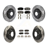 Front Rear Drill Slot Brake Rotor Ceramic Pad Kit For 2019 Kia Soul Turbocharged
