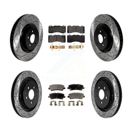 [Front+Rear] 2022 Ford Mustang 5.0L Performance Drilled & Slotted Brake Rotor & Ceramic Pads Kit For Max Braking