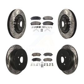 Front Rear Drilled Slot Disc Brake Rotor & Ceramic Pad Kit For Toyota Highlander