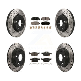 Front Rear Coated Drilled Slot Disc Brake Rotors Ceramic Pad Kit For Honda Civic