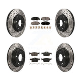 Front Rear Coated Drilled Slot Disc Brake Rotors Ceramic Pad Kit For Honda Civic