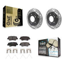 Charger l'image dans la galerie, Rear Drill Slot Disc Brake Rotors Ceramic Pad Kit For Kia Forte Hyundai Veloster