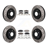 Front Rear Coated Drilled Slotted Disc Brake Rotor Ceramic Pad Kit For 2018 Nissan LEAF S KDT-101911