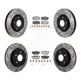 Front Rear Coated Drilled Slotted Disc Brake Rotors And Ceramic Pads Kit For Nissan Rogue KDT-101916