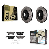 Front Coated Drilled Slotted Disc Brake Rotor Ceramic Pad Kit For 2019-2024 Subaru Ascent KDT-101968