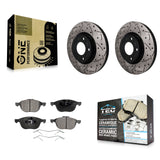 Front Coated Drilled Slotted Disc Brake Rotors And Ceramic Pads Kit For Mazda 3 5 Sport KDT-101993