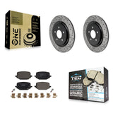 Rear Coated Drill Slot Disc Brake Rotors Ceramic Pad Kit For 2022-2024 Ford Explorer 2.3L KDT-102044
