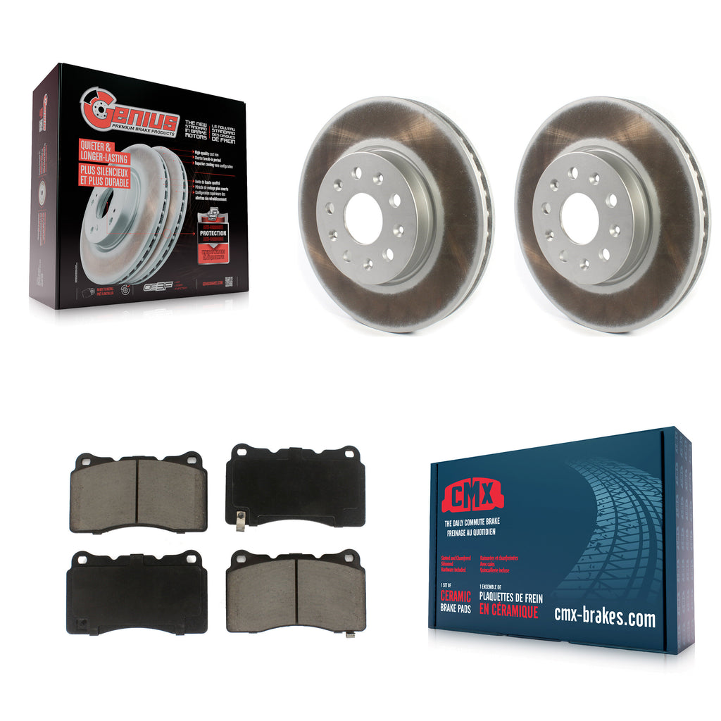 Front Coated Brake Rotor & Ceramic Pad Kit For Chevrolet Camaro Cadillac CTS CT6