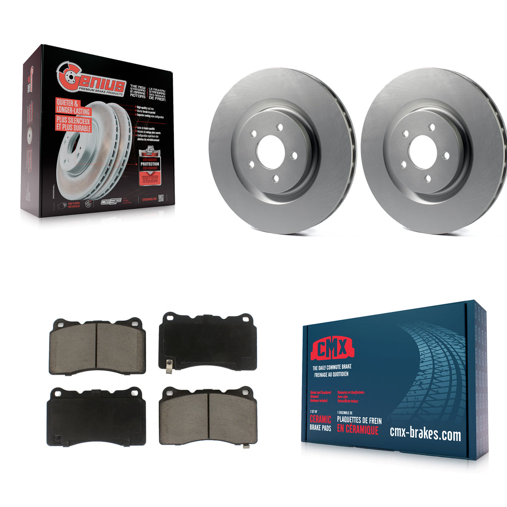 Front Coated Disc Brake Rotors And Ceramic Pads Kit For Ford Mustang