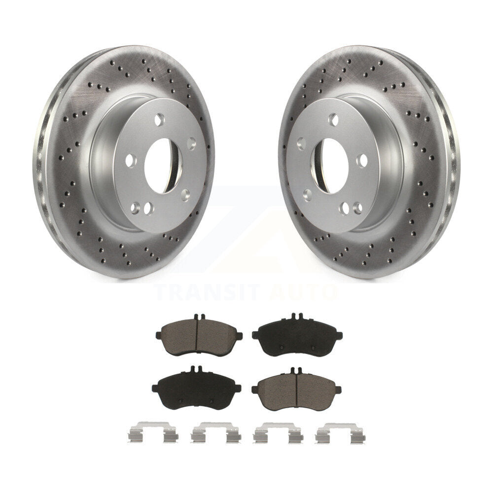 Front Coated Disc Brake Rotor & Ceramic Pad Kit For Mercedes-Benz C300 C250 C230