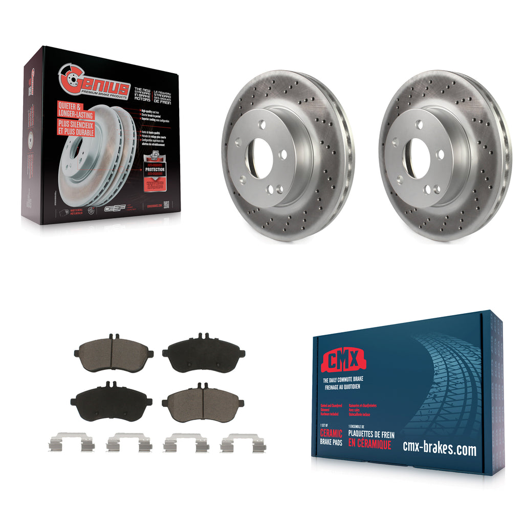 Front Coated Disc Brake Rotor & Ceramic Pad Kit For Mercedes-Benz C300 C250 C230
