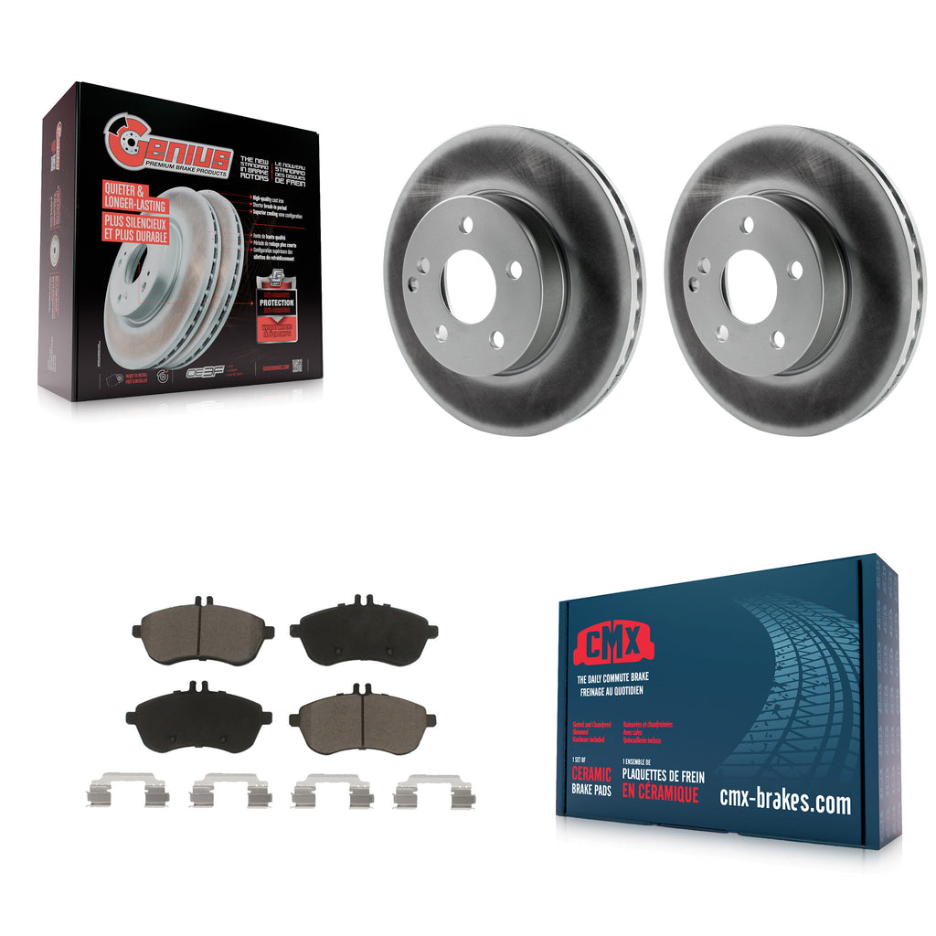 Front Coated Disc Brake Rotor & Ceramic Pad Kit For Mercedes-Benz C300 C250 C230