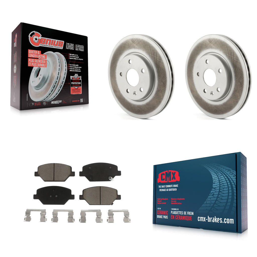 [Front] 2019 Buick Envision Cadillac XT4 Premium Coated Rotors & Ceramic Pads Brake Kit For Max Braking