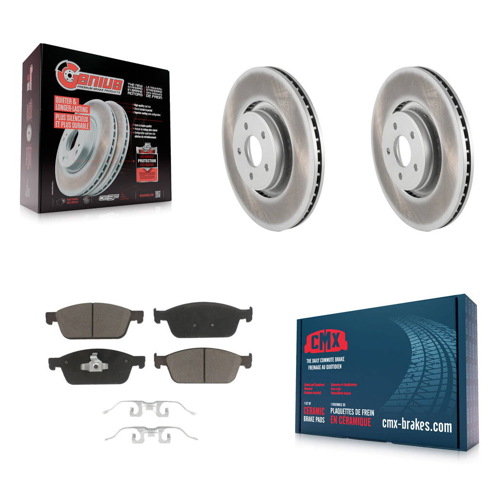 Front Coated Disc Brake Rotors And Ceramic Pads Kit For Ford Focus Lincoln MKC