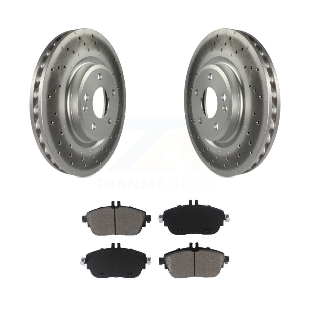 Front Coated Disc Brake Rotors & Ceramic Pad Kit For Mercedes-Benz GLA250 CLA250