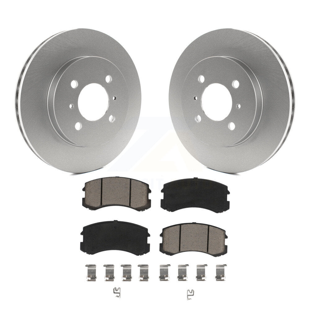 Front Coated Disc Brake Rotors And Ceramic Pads Kit For Mitsubishi Lancer