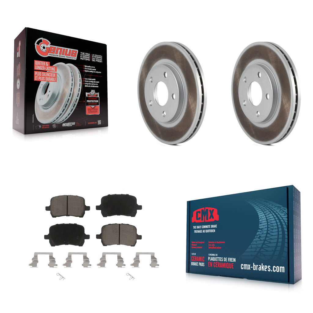Front Coated Disc Brake Rotors & Ceramic Pad Kit For Chevrolet Malibu Pontiac G6