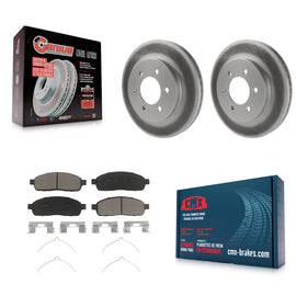 Front Coated Disc Brake Rotor Ceramic Pad Kit For Ford F-150 Lincoln Mark LT 4WD