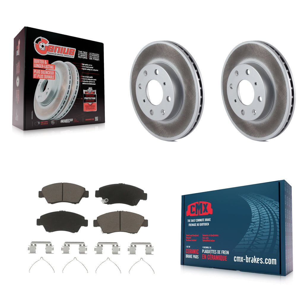 Front Coated Disc Brake Rotors And Ceramic Pads Kit For Honda Civic