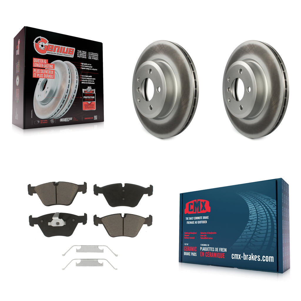 [Front] 2004-2010 BMW X3 Premium Coated Rotors & Ceramic Pads Brake Kit For Max Braking