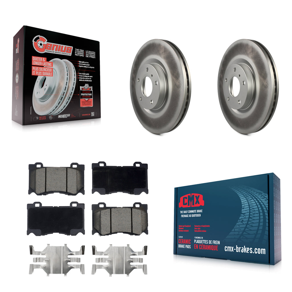 Front Coat Brake Rotor Ceramic Pad Kit For 17-18 INFINITI Q70 With Sport Package
