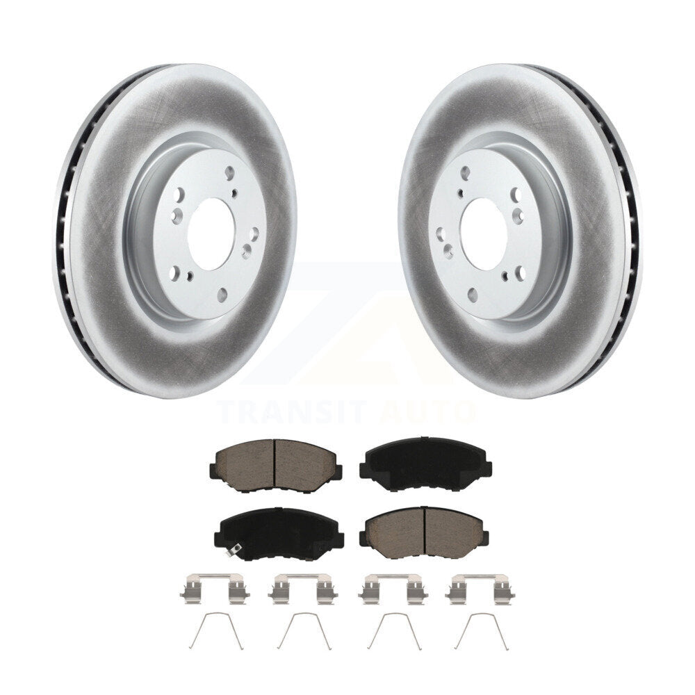 Front Coated Disc Brake Rotor And Ceramic Pad Kit For Honda Civic CR-V Acura ILX