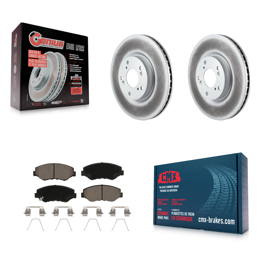 Front Coated Disc Brake Rotor And Ceramic Pad Kit For Honda Civic CR-V Acura ILX